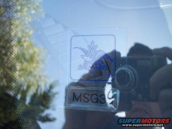 Windshield sticker with Budweiser logo and MSG39 text