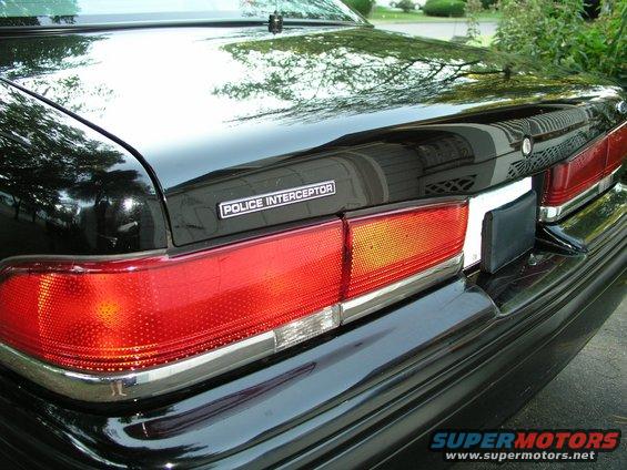 Black 1997 Ford Crown Victoria Police Interceptor rear with taillights