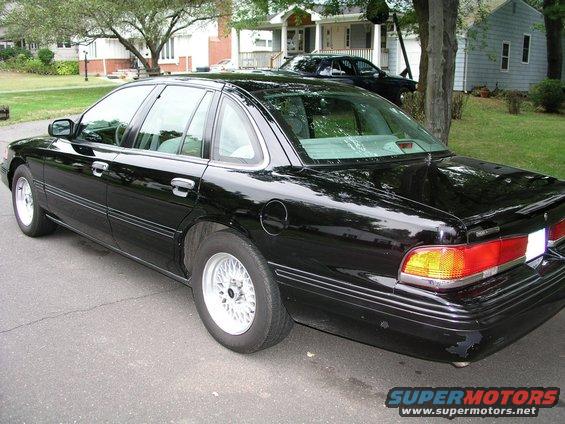 Black 1997 Ford Crown Victoria, 3/4 front view
