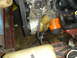 1986 Ford Mustang - Close-up of engine components including an oil filter and drive belts.