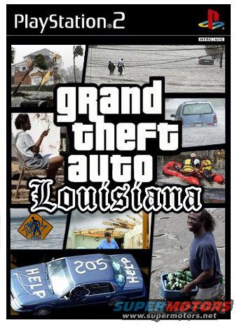 PlayStation 2 game cover for Grand Theft Auto Louisiana showing flooded streets and people