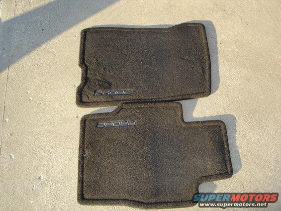 Two black car floor mats with 'PROBE' emblems, one larger than the other