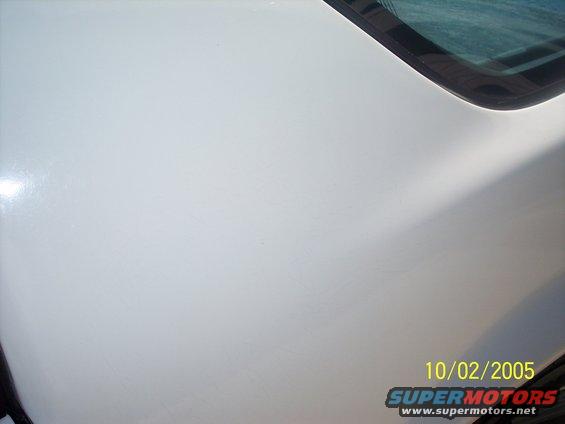 White car hood with reflection and a corner of the windshield. Watermark says 10/02/2005 SUPERMOTORS www.supermotors.net