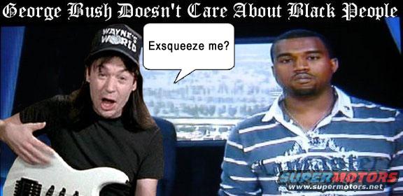 Wayne's World cast member with guitar and Kanye West