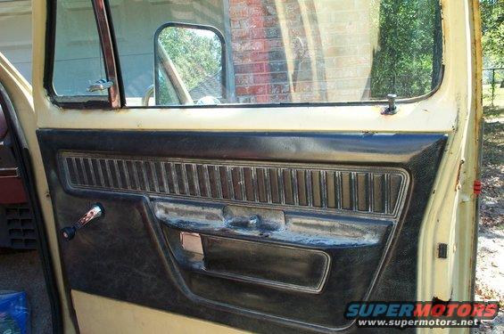 1978 Dodge Power Ram interior door panel with crank window and armrest
