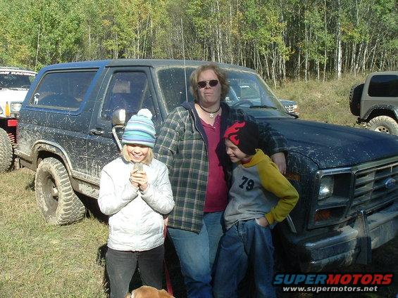 Family pic. Myself, Joe, Jessica, partial of our dog and our Bronco :)