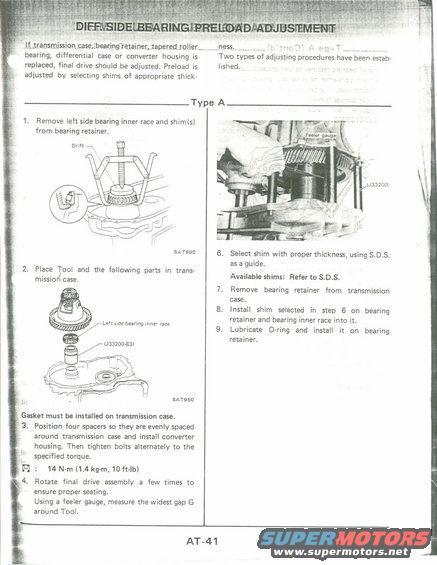 Diagrams and text explaining differential side bearing preload adjustment