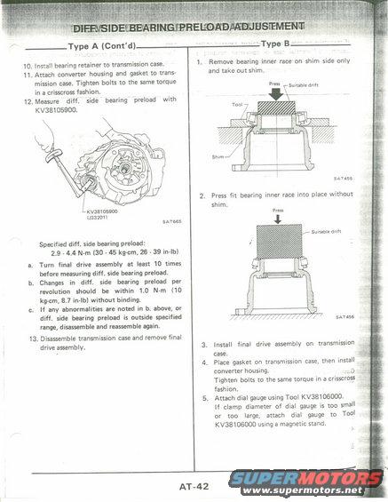 Diagrams illustrating differential side bearing preload adjustment procedures with text