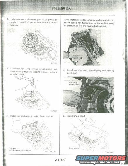 Pages from a service manual showing diagrams and instructions for assembling a vehicle component