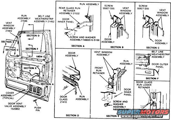 door-details.jpg Door Details
Door Pressure Vent Valve [url=https://www.tascaparts.com/oem-parts/ford-pressure-valve-f4tz1520892a]F4TZ1520892A[/url]

For pics of a door being installed, see this album:
http://www.supermotors.net/registry/2742/66137-4

Door Panel Removal
[url=http://www.supermotors.net/registry/media/821133][img]http://www.supermotors.net/getfile/821133/thumbnail/tsb990815doorpanels.jpg[/img][/url]