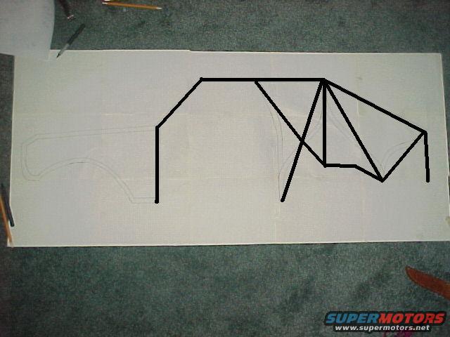 Roll cage diagram overlaid on vehicle outline