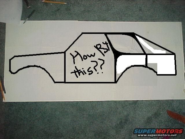 drawing of a car's side profile with 'How By this??' written inside