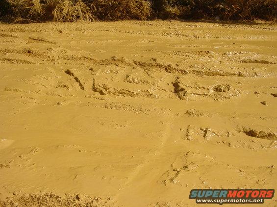 Muddy terrain with tire tracks and Supermotors.net watermark