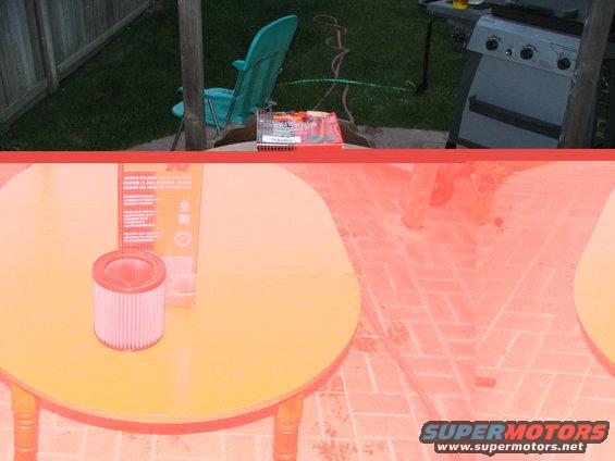 Air filter on a yellow table