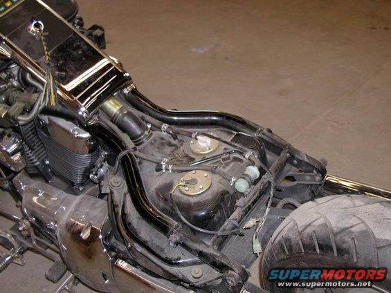 Motorcycle fuel tank and engine components
