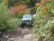 1990 Ford Bronco - A 1990 Ford Bronco navigates a challenging rocky trail during autumn.
