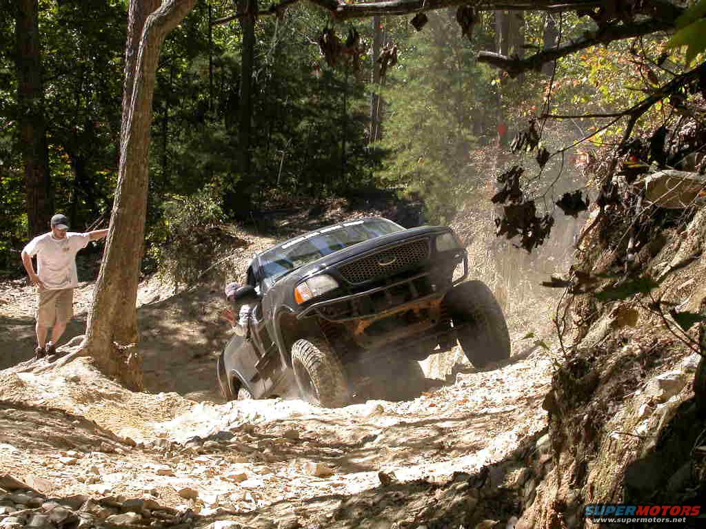 Nice solid axle F-150 climbing over a ledge.   Things went wrong for me when I got out of the truck to take this picture.  Switch the truck off and it hasn't cranked since.  