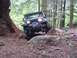 1990 Ford Bronco - A Jeep Wrangler tackles a challenging off-road course through a dense forest.