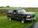 1994 Ford Bronco - A black 1994 Ford Bronco with red pinstripes sits in a grassy field with a deflated front-right tire.