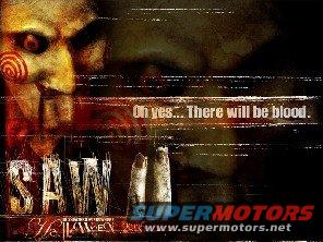 Saw movie poster with Billy the Puppet and text 'Oh yes...There will be blood.'