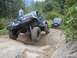 1990 Ford Bronco - Two Jeep Wranglers navigate a challenging rocky trail in a wooded area.