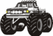 1979 Ford Bronco - This monster truck features oversized tires and a lifted suspension, presented in a front three-quarter perspective.