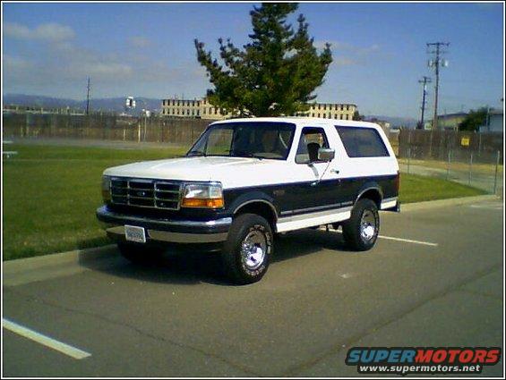 Two-tone white and dark blue Ford Bronco parked in a lot
