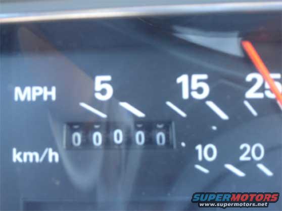 Speedometer showing MPH and km/h with odometer reading 00000