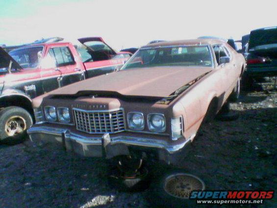 Brown 1977 sedan front view with chrome grille and quad headlights