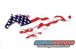 Mustang horse emblem with American flag pattern, isolated on white