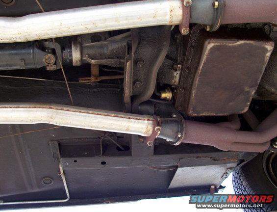 1969 Ford Mustang undercarriage with dual exhaust and transmission pan