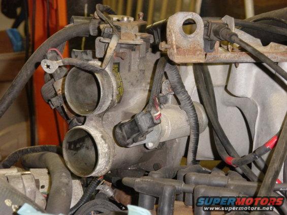 Throttle body.  My manifold was so thoroughly coated with combustion byproducts and blowby via the PCV, you probably wouldn't want to light a match anywhere near here.