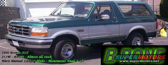 Green and silver 1996 Ford Bronco XLT, 3/4 front view
