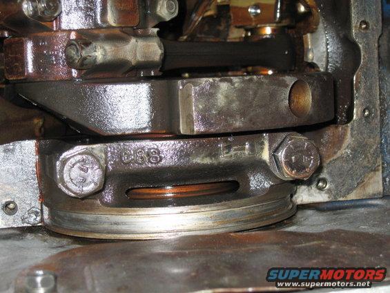 here is the rear main bearing cap before I removed it to replace the rear main seal that was leaking.