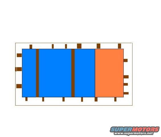 Diagram of a car part with blue and orange sections