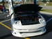 1994 Ford Probe - A white coupe with custom butterfly doors and hood open, revealing the engine bay. The car features PIAA lighting components.
