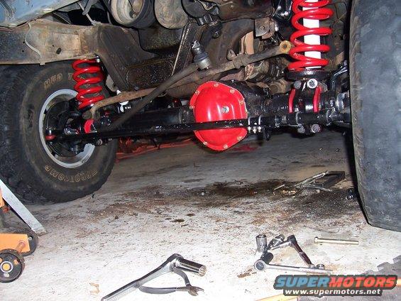 100_0429.jpg Finally sitting on her own feet again.  Just wrap up the steering and track bar and she's ready for a test drive.