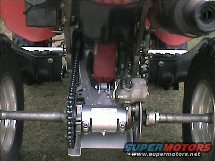 Rear axle, chain, and drive components of an ATV