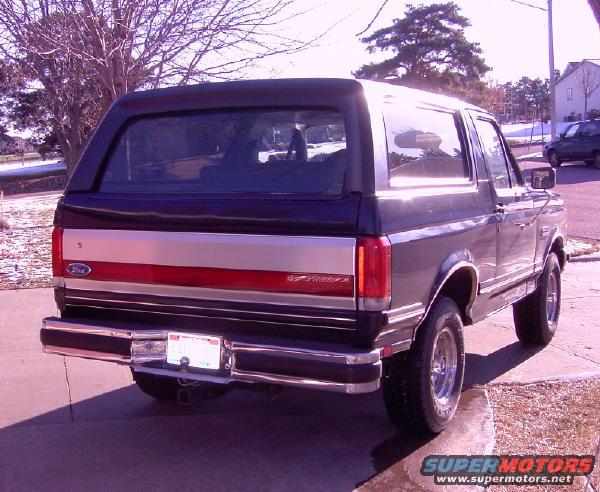 Rear view of a 1990 Ford Bronco parked on a driveway