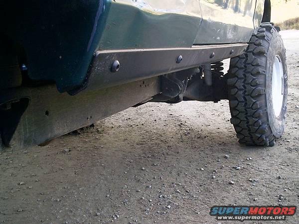 Side view of a 1986 Ford Bronco II, showing the lower body panel and off-road tire