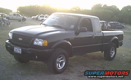Black 2002 Ford Ranger pickup truck, 3/4 front view