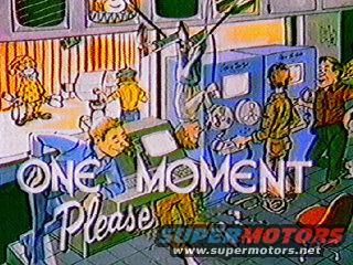 Cartoon scene with text "ONE MOMENT Please" and "SUPER MOTORS"