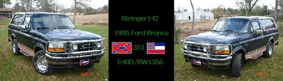 Dark green 1995 Ford Bronco with tan trim and chrome wheels, front 3/4 view