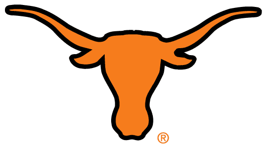 Orange Texas Longhorns logo with black outline and registered trademark symbol
