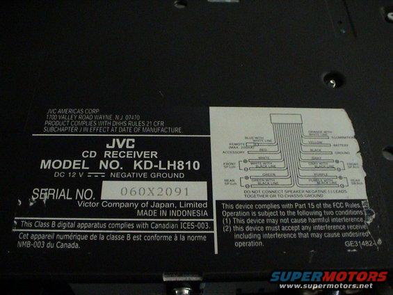 JVC CD Receiver KD-LH810 label with wiring diagram and FCC compliance text