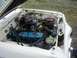 1993 Ford Bronco - Engine bay of a white vehicle, showing the motor, radiator, and battery with the hood open.