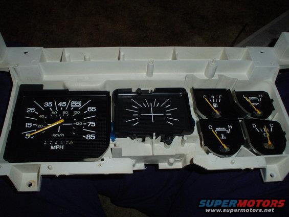 1984 Ford Bronco dashboard gauges with speedometer, fuel, oil, and temperature gauges
