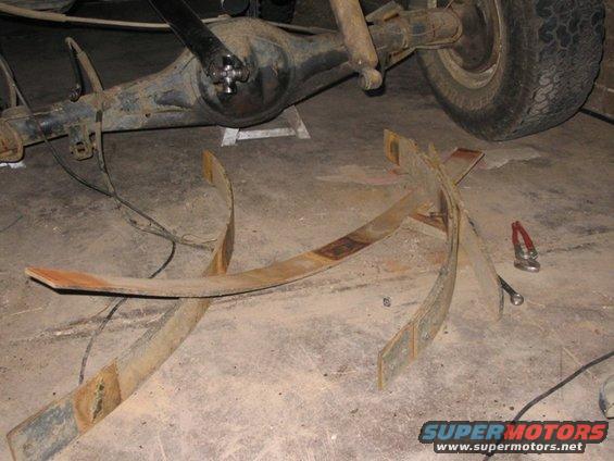 Rear axle and leaf springs removed from vehicle