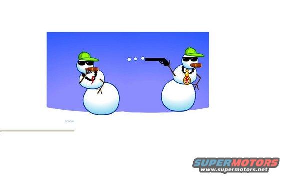 Cartoon snowmen with hats, sunglasses, and cigars, one aiming a gun
