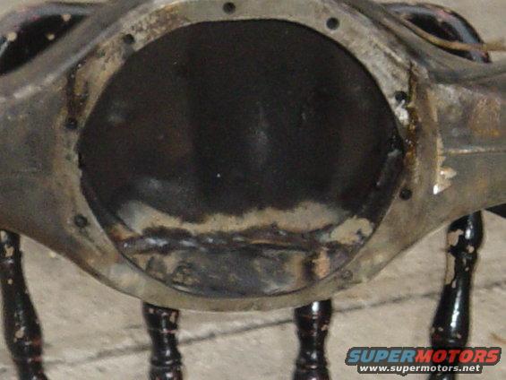 close-up of a rear axle differential housing, looks like it's been welded on